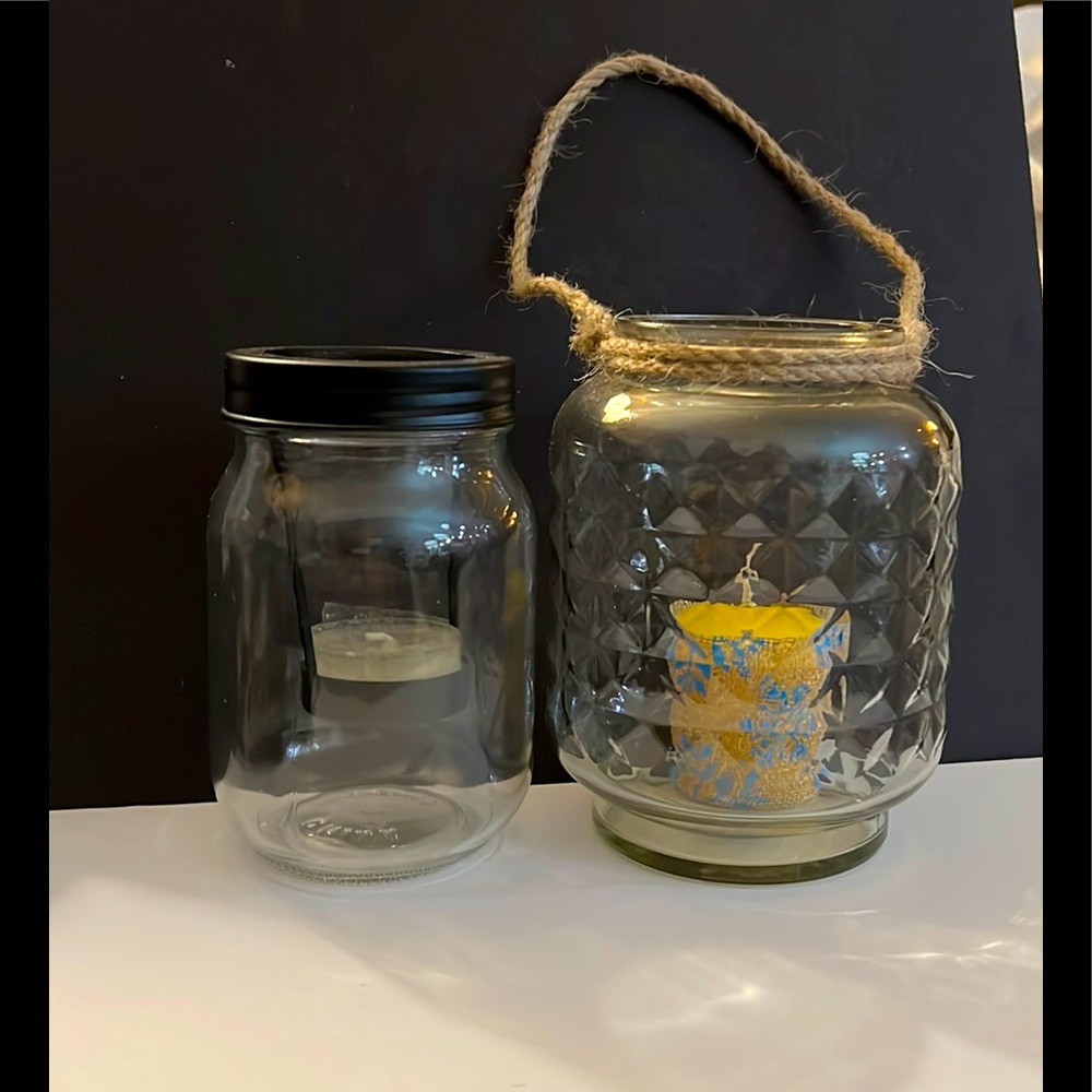 NWT Farmhouse Centerpiece w/ Mason Jar Candle